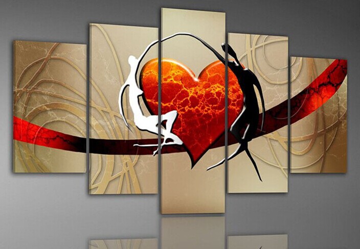 

Hand Painted Love Art Painting on Canvas Red Heart Picture on Wall for Decoration or Best Gifts to Lovers
