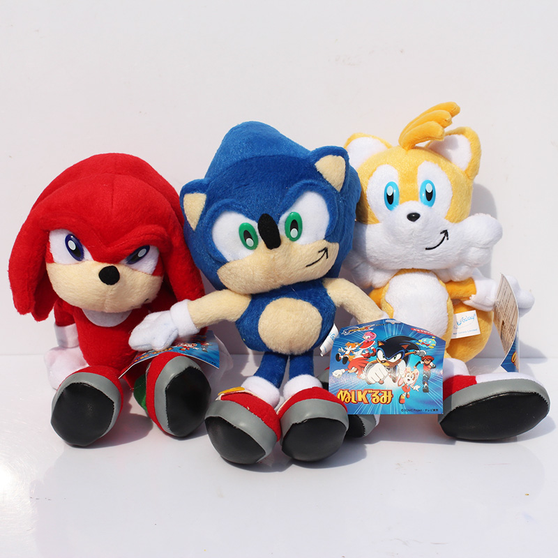 

3pcs/set New Arrival Sonic the hedgehog Sonic Tails Knuckles the Echidna Stuffed Plush Toys With Tag 9" Free Shippng, Multicolor