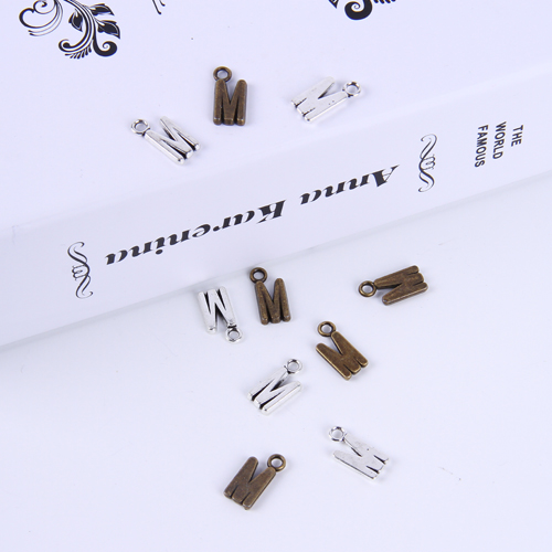

2015New fashion antique silver/copper plated metal alloy hot selling A-Z Alphabet letter M charms floating 1000pcs/lot #013x
