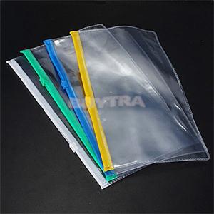 

Wholesale- 1Pcs A6 Transparent Plastic Colorful Zipper Paper File Folder Book Pencil Pen Case Bag File Document Bags