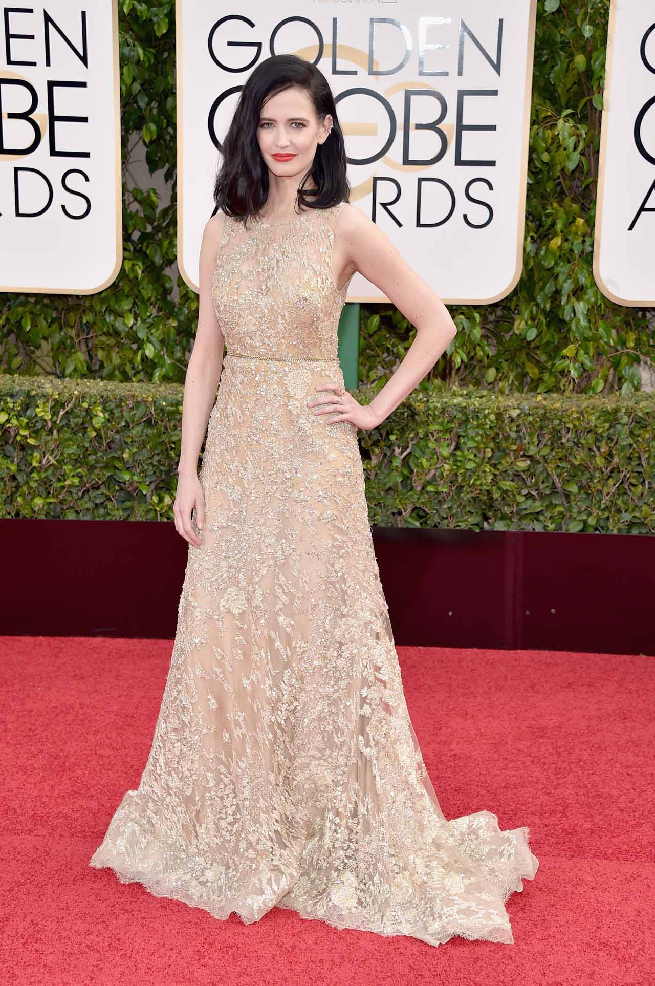 2021 Golden Globe Awards Jewel Neck Sleeveless A-Line Champagne Appliques Lace Beaded Celebrity Red Carpet Formal Dresses Evening Wear-image-372825690