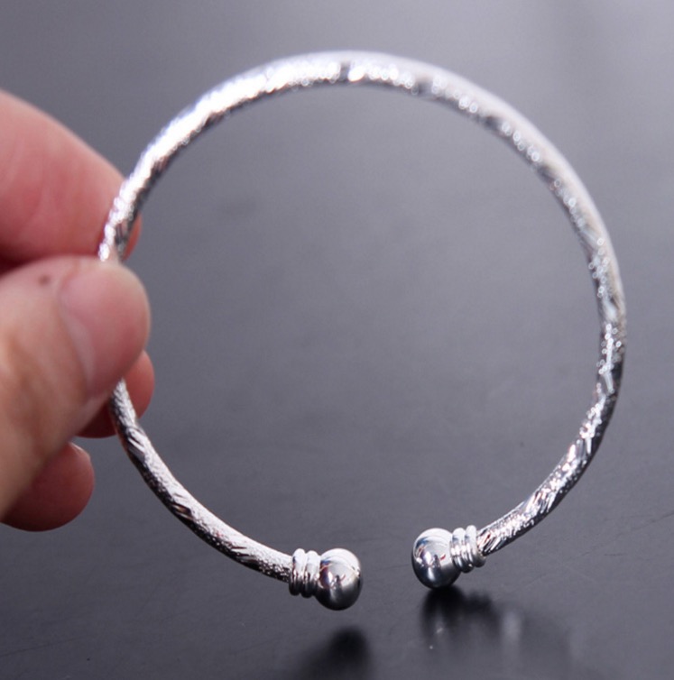 

925 Sterling Silver Bangle Bracelets Fill Open Women Cuff Bangle European Beads Charm Bracelet Jewelry Wholesale High Quality