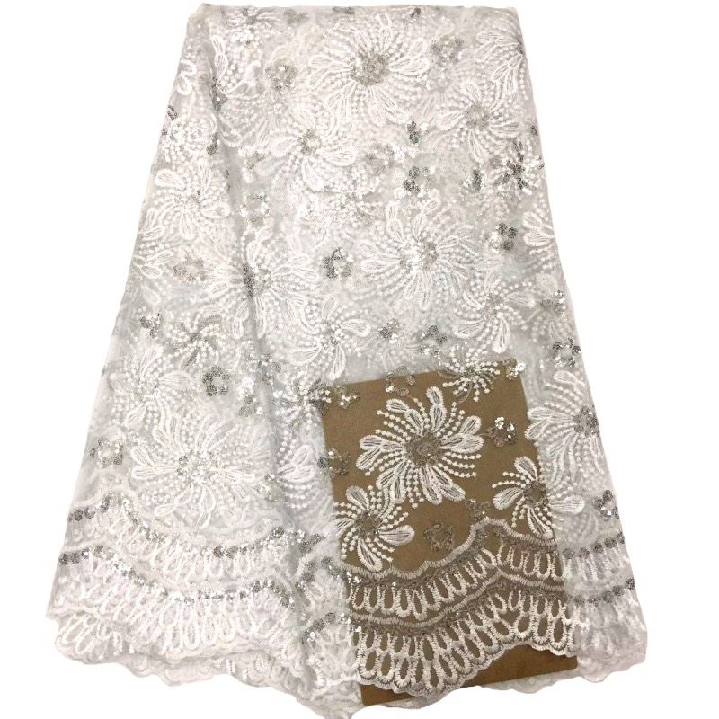 

Best African Lace Fabric Gold Color Nigerian French Fabric 2017 High Quality African Tulle Lace Fabric for wedding dress GYNL0017, Black;white