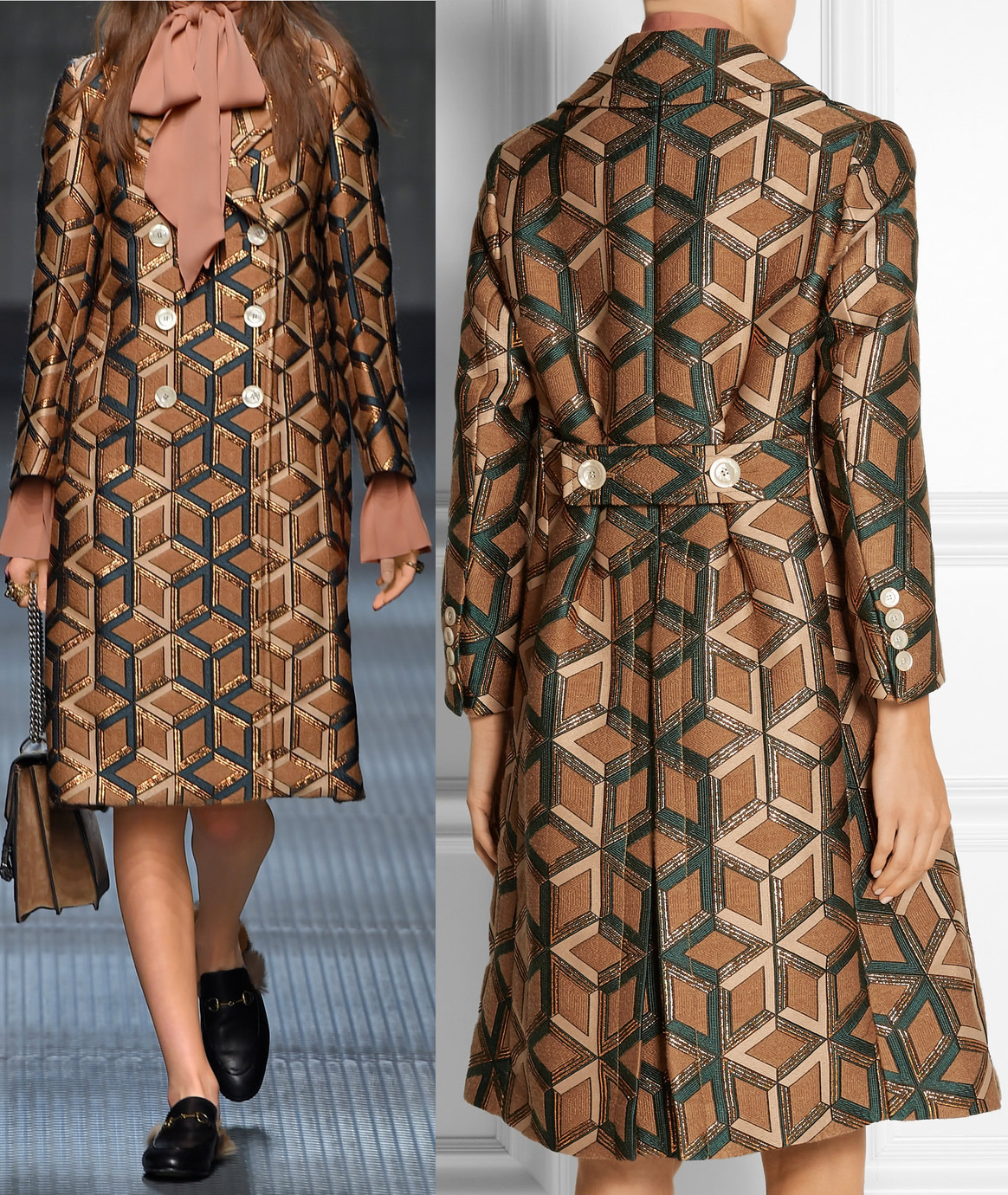 

Double Breasted Women Coat Fashion Plaid Gird Print Long Trench 15114422, As pictures