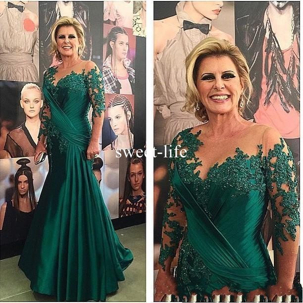 

Mermaid Long Sleeve Mother of the Bride Dresses Illusion Tulle Lace Neckline Formal Evening Gowns Cheap Plus Size Wedding Guest Dresses