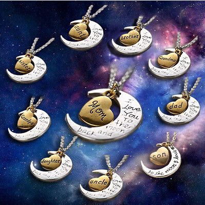 

2015 Chic Family "I LOVE YOU TO THE MOON AND BACK " Necklace Pendant Gold/Silver Lovers Necklace Women necklace 24 pcs