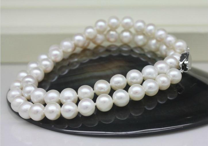 

8-9mm White Natural Freshwater Pearl Necklace 18inch 925 Silver Clasp
