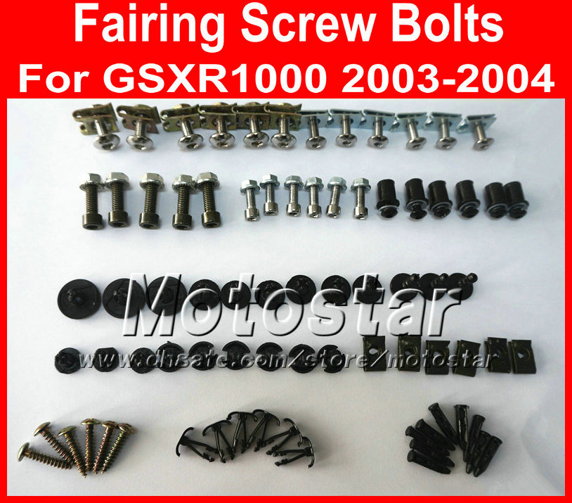 

Low price Motorcycle Fairing screw bolts kit for SUZUKI GSXR 1000 K3 2003 2004 GSXR1000 03 04,black fairings aftermarket bolt set