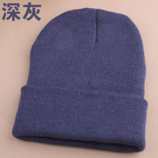 

Wholesale-New 2015 10 Colors Plain Beanie Knit Ski Cap Skull Hat Warm Solid Warm Cuff Blank Beany, Black