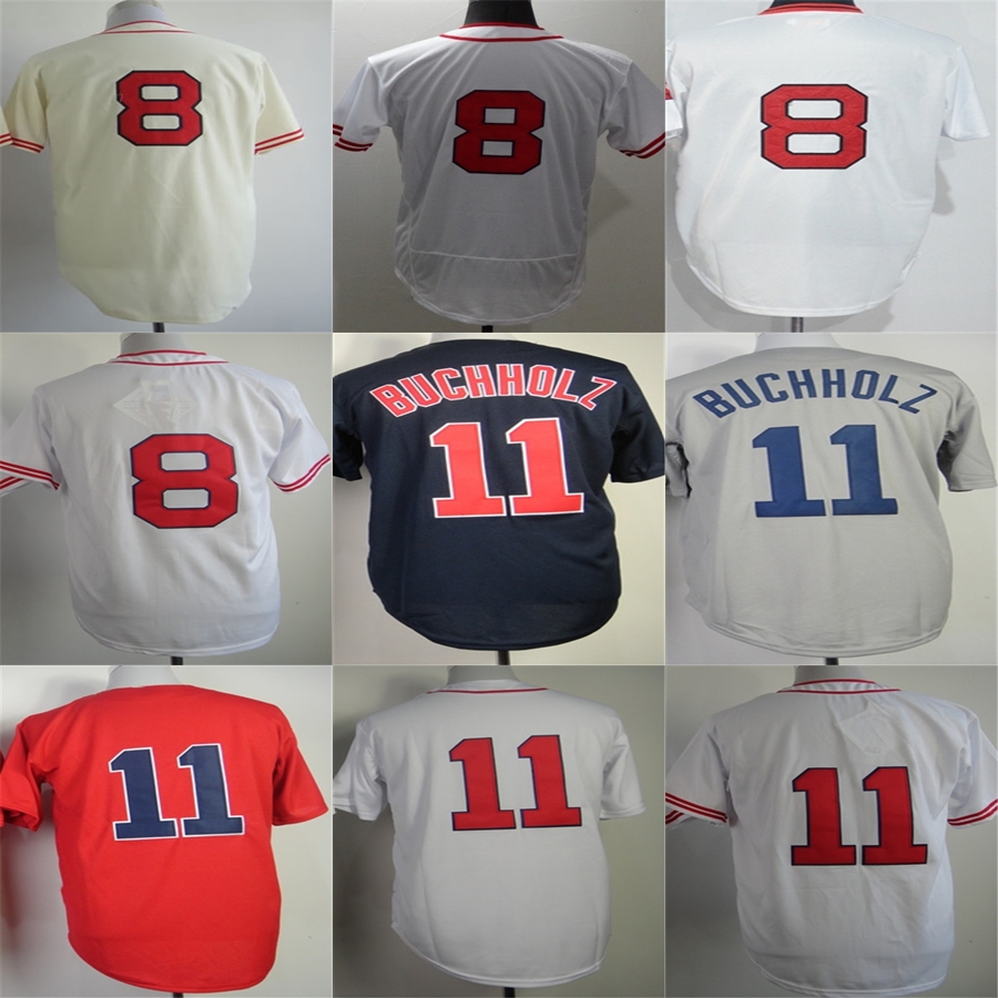 Personalized Mens Womens Kids Boston 8 Carl Yastrzemski Jersey 11 Clay Buchholz Beige White Blue Grey Flex Base Cool Base Stitched Baseball Jerse
