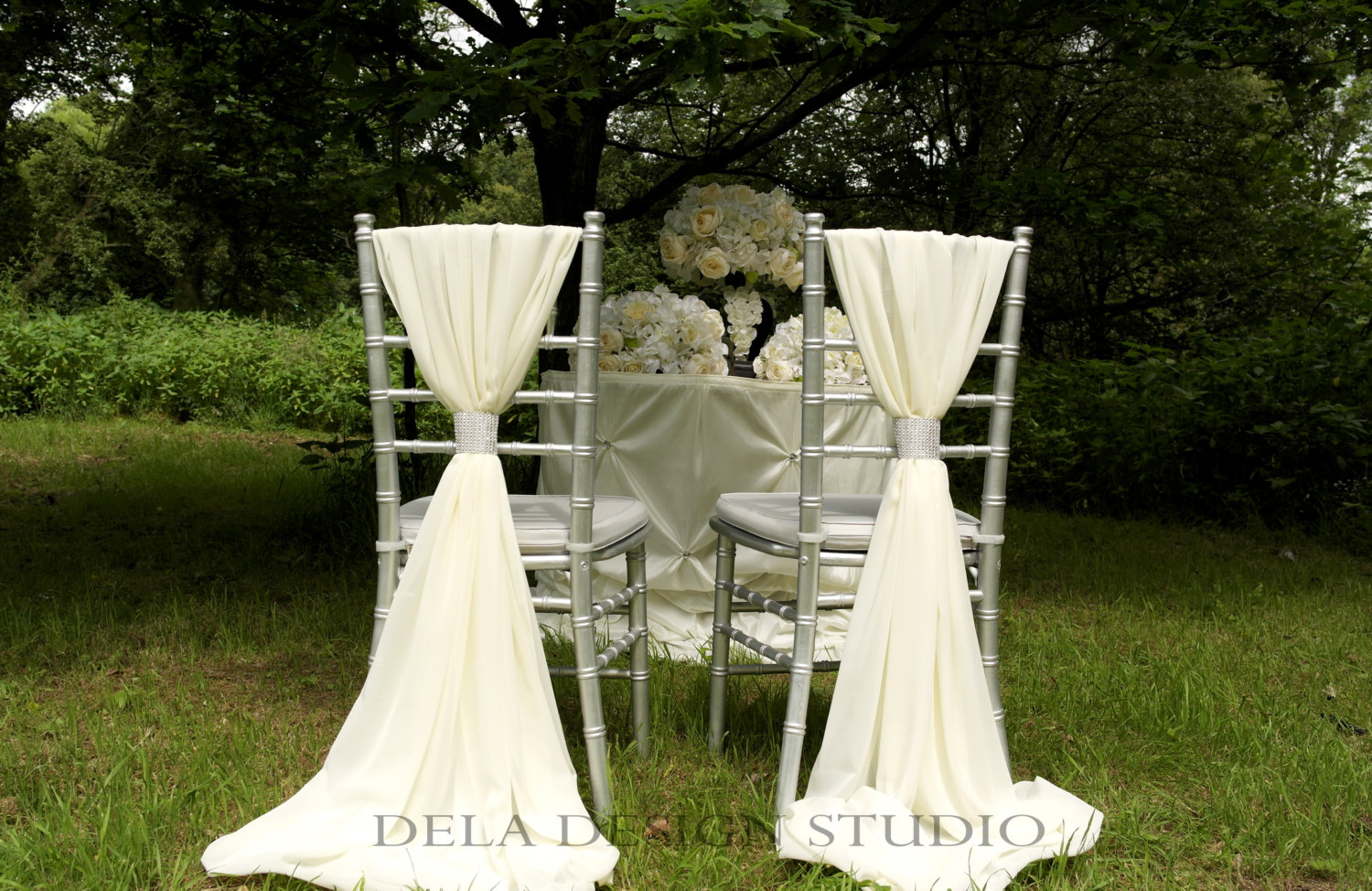 

New Coming Crystal Ivory Romantic Chiffon Beautiful Free Shipping Wedding Supplies Decorations Chair Sashes Chair Covers, White