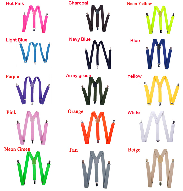 

Kids Suspender Children Clip-on Adjustable Elastic Pants Y-back Suspender Braces Belt children Black 26 Colors Choose gift Free Shipping