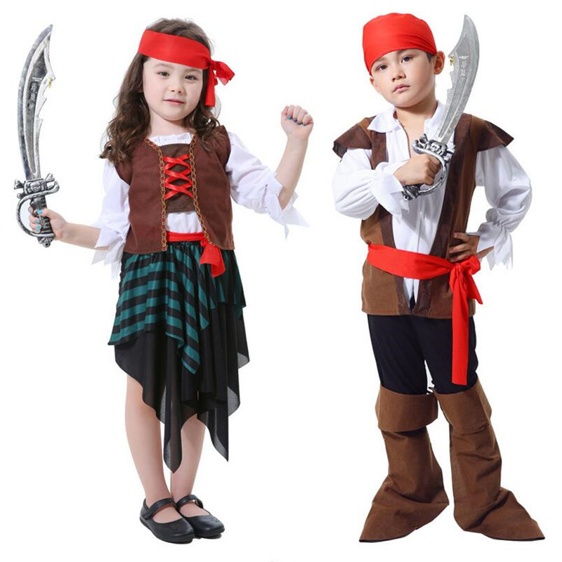 

Kids Caribbean Pirates Cosplay Costume Pirate Captain Clothing For Boys Girls Halloween Party Fancy Dress Decor, Grils