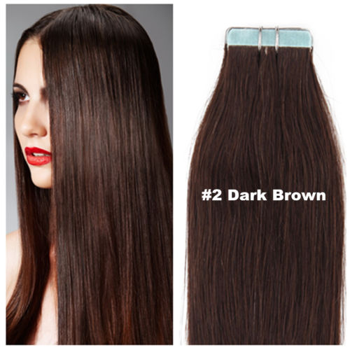 

Wholesale - 14" - 24" 100% Human PU EMY Tape Skin Hair Extensions 2.5g/pcs 40pcs&100g/set #2 dark brown DHL FREE