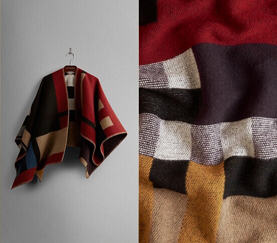 

2014 Brand Designer Women Colour Black Check Blanket Poncho Wool Plain Cape For Lady, Free Shipping