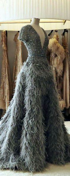 

evening dress yousef aljasmi kim kardashian short sleeve vneck feather beading long dress almoda gianninaazar zuhlair murad ziadnakad 0039, Same with picture
