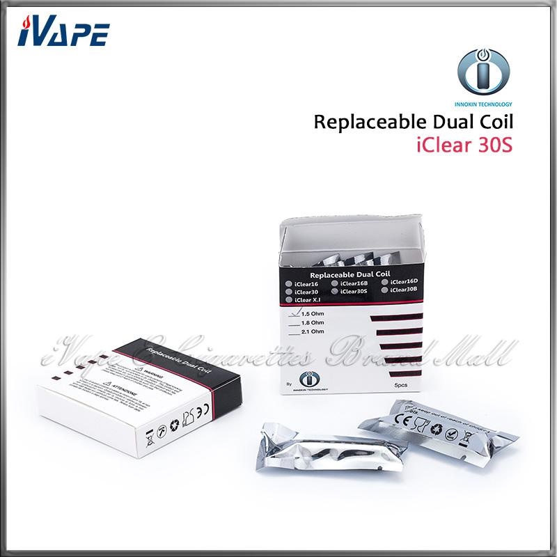 

100% Original Innokin iClear 30S Clearomizer Replacement Dual Coil Heads 1.5ohm 1.8ohm 2.1ohm iClear 30S Dual Coils