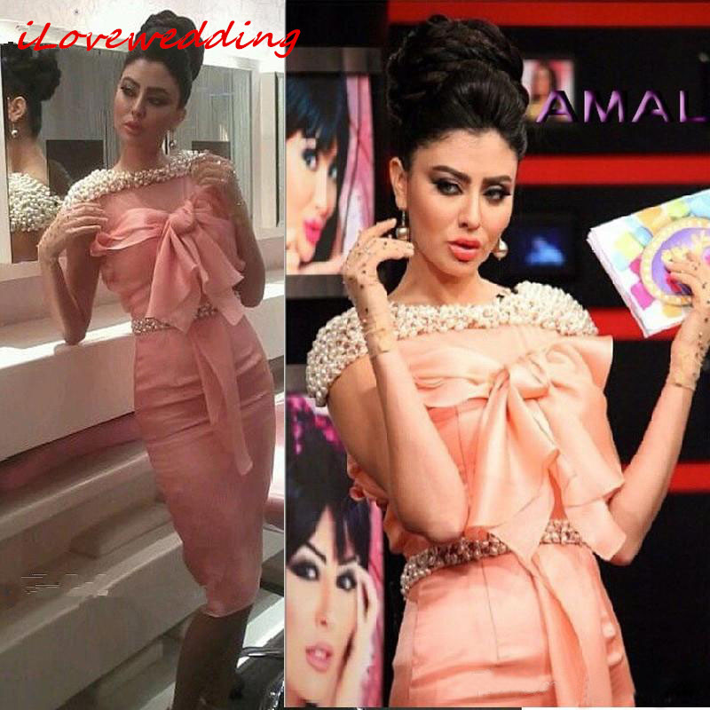 

Sexy Women Vestidos de fiesta Party Cocktail Dresses With Sleeves Pearls Satin New Sheath Party Prom Dresses Gowns Custom Made 2016, Red