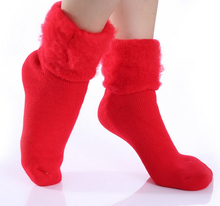 

Christmas fleece winter Warm socks stocking solid color mixed 19pair/lot #3931