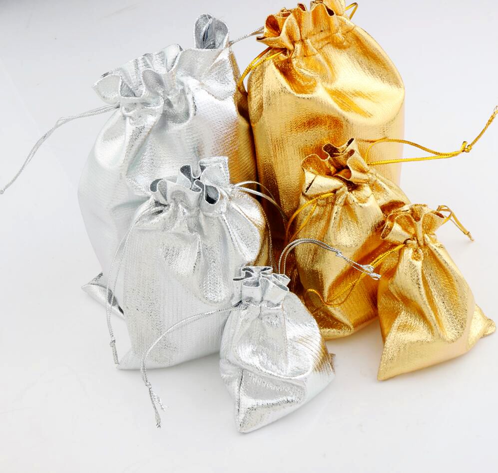 

Gauze Satin Jewelry Bags Jewelry 100pcs/lot Silver/Gold Plated Christmas Gift Pouches Bag 7X9cm 9x12cm 13x18cm