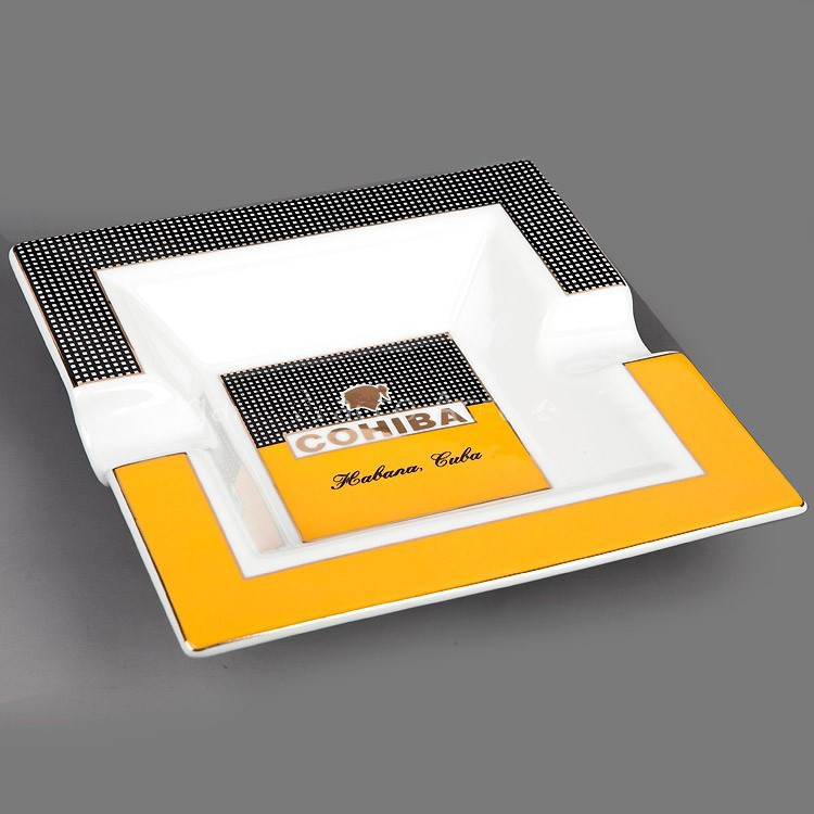 

Wholesale-COHIBA High-definition fashion 2 Holder Ceramic Large Size Square Ashtray