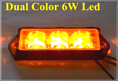 

Bright Dual color 6Leds*3W car strobe warning light,truck emergency lights,lightheads,police light,waterproof, Red+amber