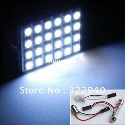 

10pcs 24 SMD 5050 Car Interior LED Panel Light with T10 BA9s and Festoon light adapters White/warm white color