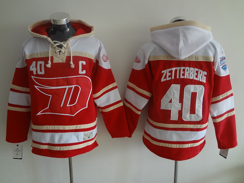 

Old Time Ice Hockey Jerseys 2016 Stadium Series Detroit Red Wings #40 Henrik Zetterberg Red Hoodie Jerseys Sweatshirts Jacket