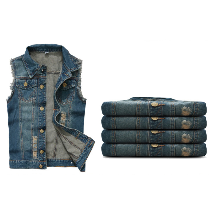 Fall-2015 Personality New Style Free Shipping Sleeveless Man Denim Jackets/Vest Wholesale Jackets 100% Brand Autumn Wear
