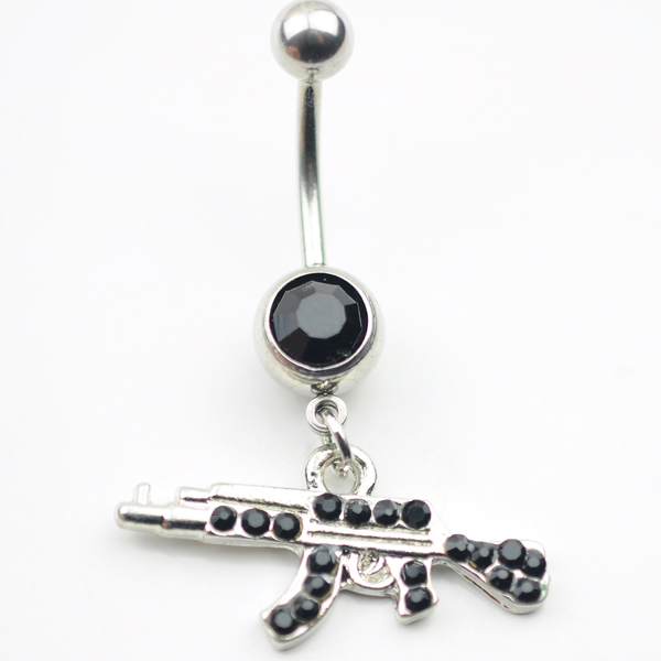 

D0081-2 ( 4 colors ) Belly navel ring Nice GUN STYLE navel belly ring 10 pcs CLEAR color stone drop shipping