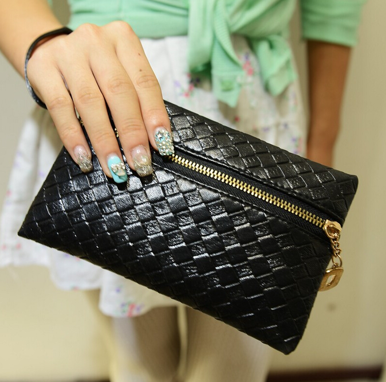 

2015 New Fashion Women Coin Purse Mini Black Handbag bag holder Lady 5 Color leather clutch fold small pouch for iphone 6 Plus 5s 5C 4S