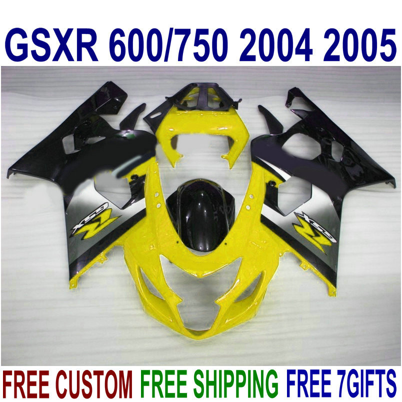 

Fairing kit for SUZUKI GSXR600 GSXR750 2004 2005 K4 motobike GSX-R600/750 04 05 yellow silver black high quality fairings set UR68, Same as the picture shows