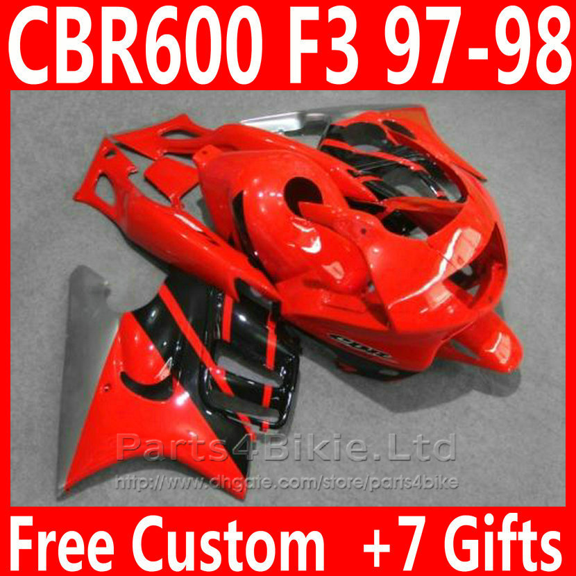 

New red black bodykit for Honda CBR 600 F3 fairing kit 1997 1998 CBR600F3 fairings CBR600 F3 95 96 SOVR, Same as picture