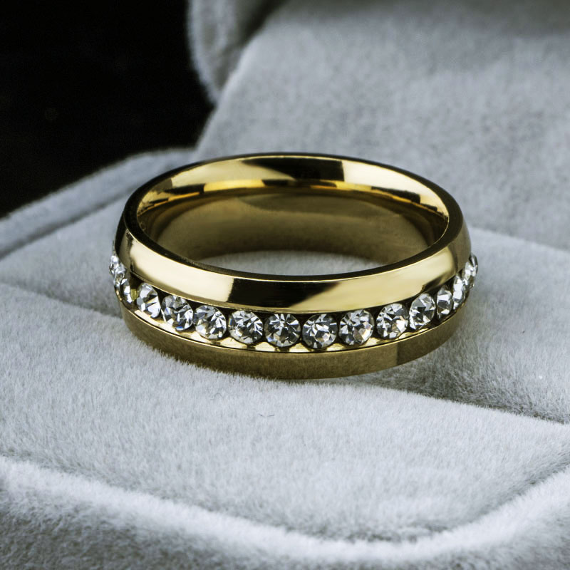 

New Guaranteed 100% Top Czech Rhinestones 20pcs Stainless steel 18K Gold P Engagement Wedding Rings Wholesale Freeshipping A347