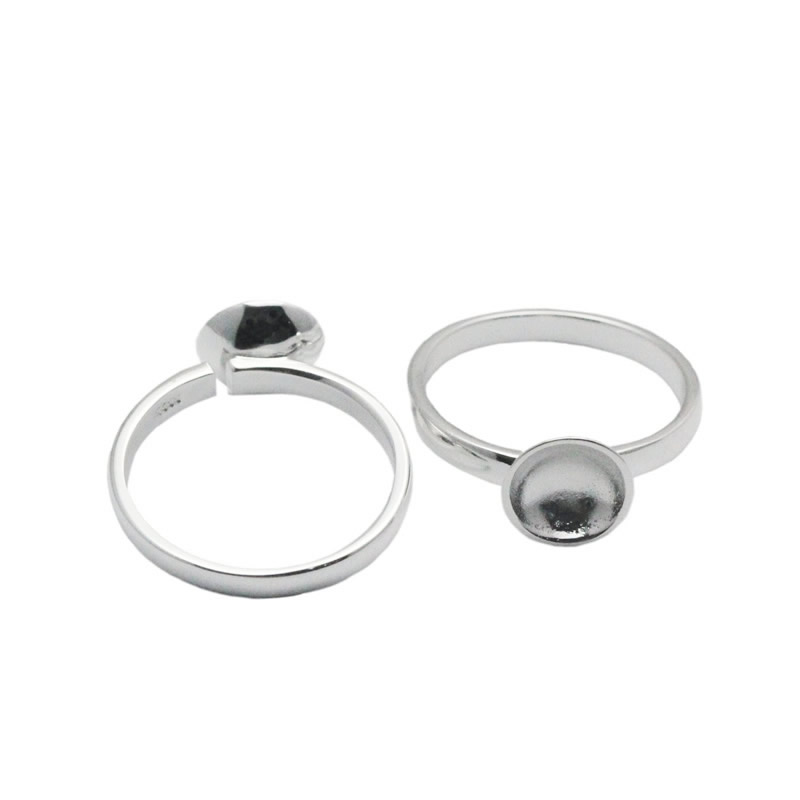 

Beadsnice sterling silver ring blanks 10mm round ring setting handmade jewelry findings adjustable ring for female Christmas gift ID 32839
