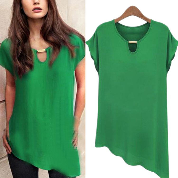 

2015 Brand New Plus Size Chiffon Shirts Fashion Women Solid Casual Summer Blouse Butterfly Sleeves Blusas Femininas -XXL Camisa, Yellow