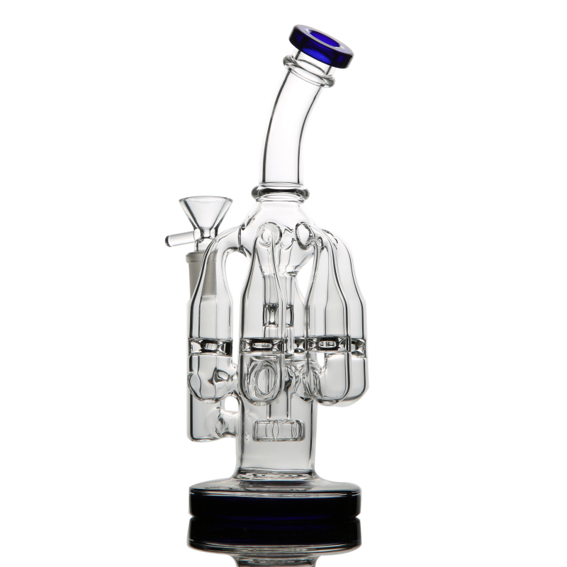 

New Arrival Glass bongs with 5 arms chamber recycler perc water pipe dab rig shisha hookah with 14mm joint