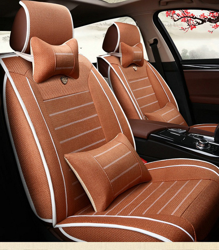 

Auto Car Seat Cover full sets Universal Fit 5/7seat SUV sedans front/back seat mats automotive interior linen coffee/black/cream