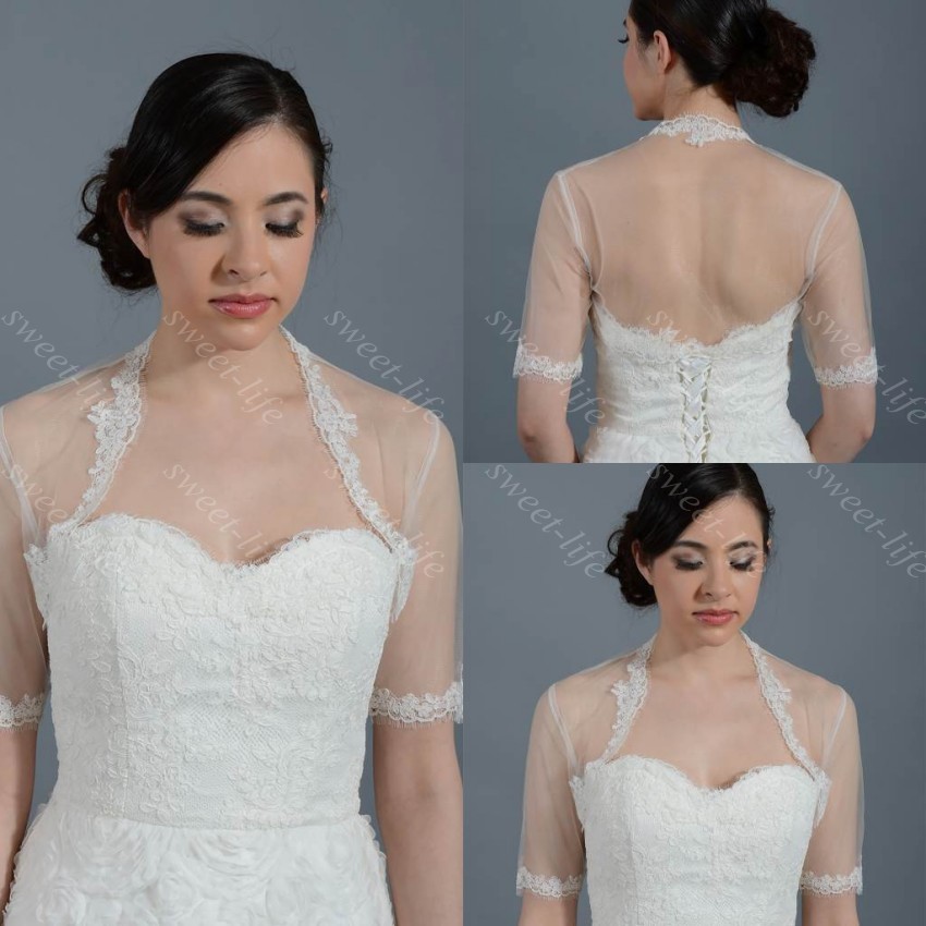 

2019 Cheap Wedding Bridal Bolero Jacket Cap Wrap Shrug Ivory White Sheer Short Sleeve Applique Tulle Custom Made Jacket for Wedding Bride, Burgundy