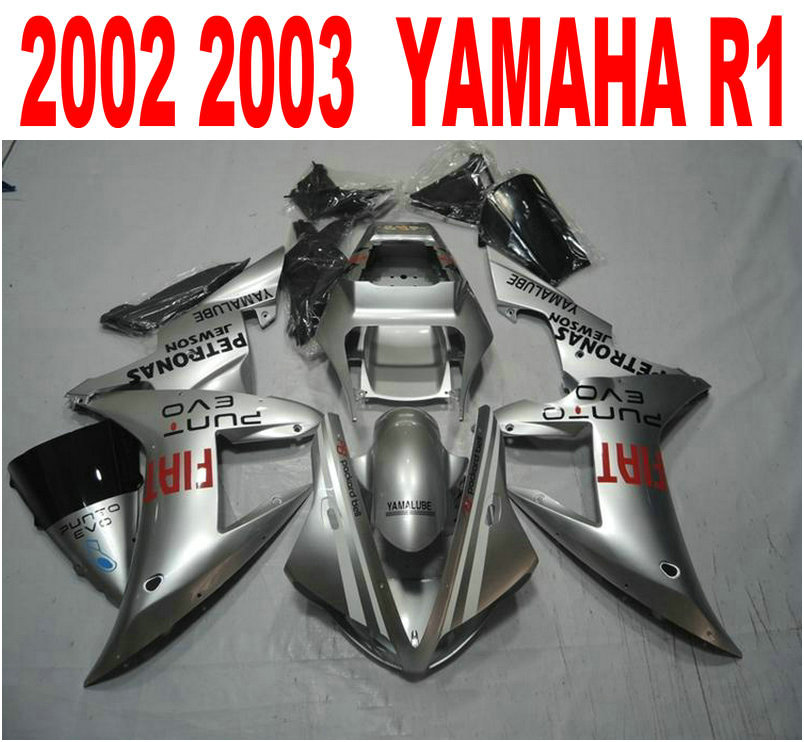 

Injection molding high quality bodywork set for YAMAHA YZF-R1 02 03 fairings yzf r1 2002 2003 silver black ABS fairing kit HS94, Same as the picture shows