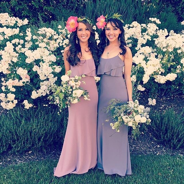 

Stunning Bohemian Country Bridesmaids Dresses Straps Ruffles Neck Wedding Guest Dress Floor Length Chiffon Maid Of Honor Gowns