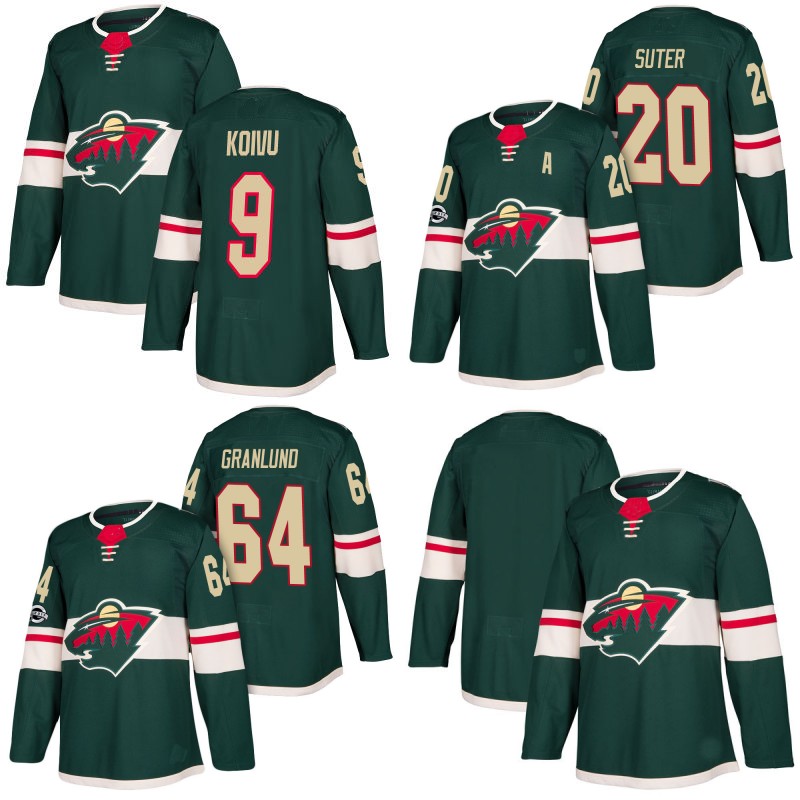 

2018 New 100th #9 Mikko Koivu Minnesota Wild Jersey 20 Ryan Suter 64 Mikael Granlund Blank 100th Anniversary Cheap Mens Hockey Jerseys, 11 green