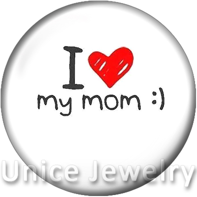

AD1301154 12/18/20mm Snap On Charms for Bracelet Necklace Hot Sale DIY Findings Glass Snap Buttons I Love Mom Design noosa