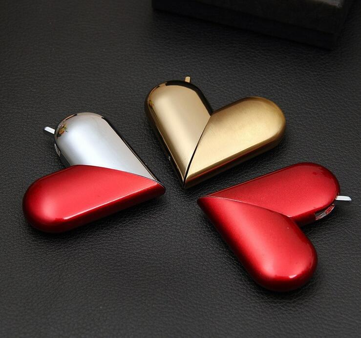 

Heart Shaped foldable Butane LightER Flame Inflatable Metal Gas Lighters For Smoking Cigarette Pipes Accessories Kitchen Tools