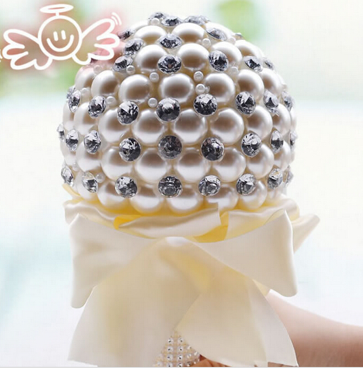 

5 Color Elegant Pearl Wedding Flowers Mini Bridal Bouquets Crystal Sparkle bouquet Bride Bridesmaid Wedding Bouquet