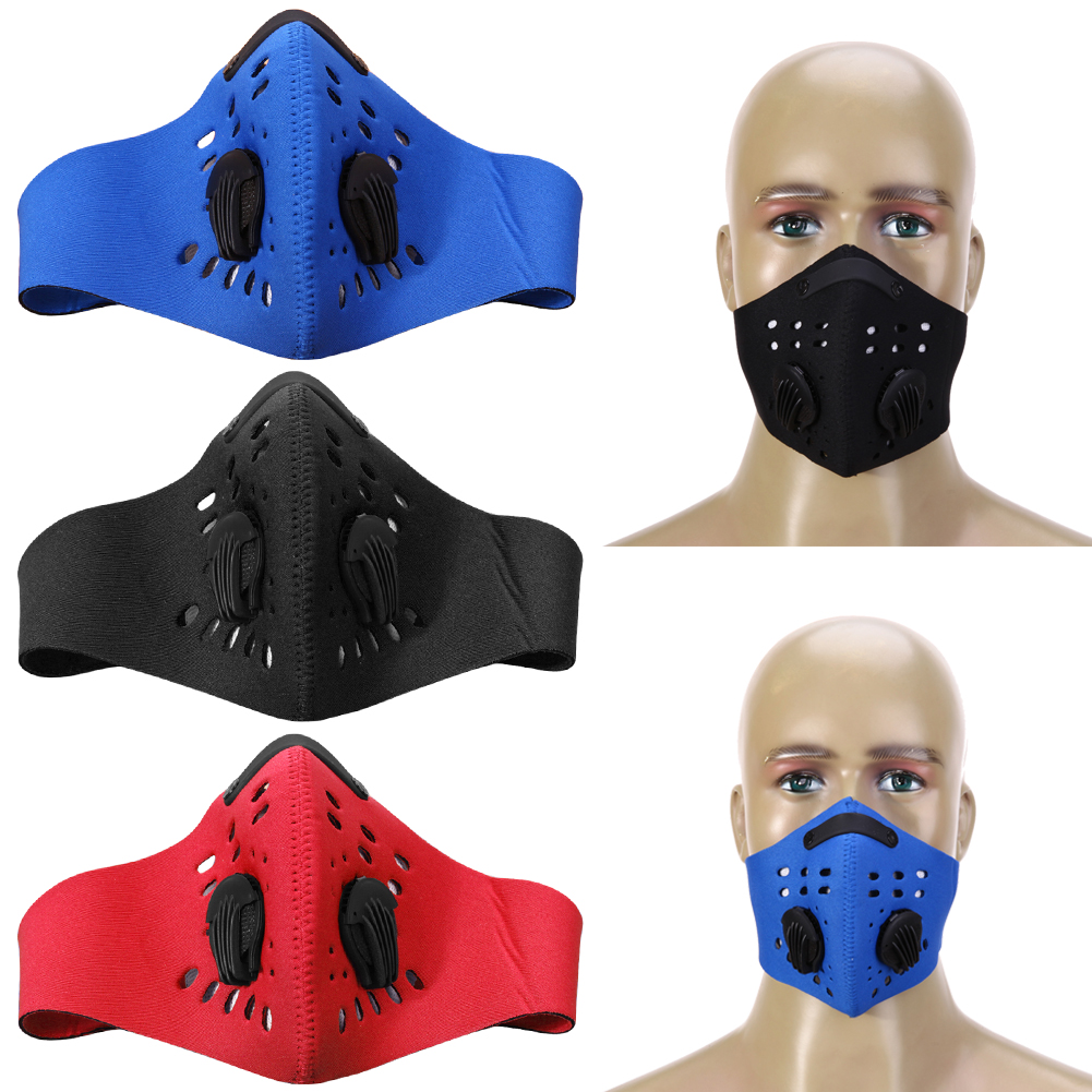 

Wholesale- Anti-Pollution PM2.5 Filter Two Exhale Valves Bike Bicycle Half Face Mask Dustproof Activated Carbon Cycling Face Mask, Red