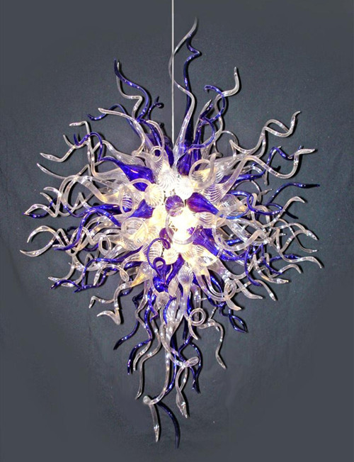 

Lamp Modern Murano Chandeliers Lights Style Hand Blown Glass Chandelier Blue and White Color LED Elegant High Quality Pendant Lamps