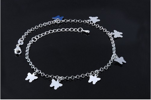 Elegant S925 Butterfly Anklets Sterling Silver Women Anklets Yoga Dance Foot Chain Ankle Bracelets Beach Jewelry Barefoot Sandals
