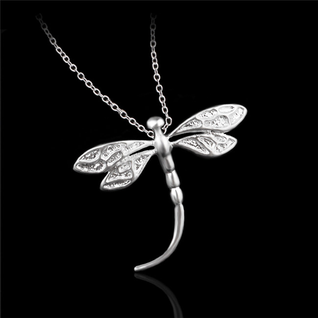 

Cute design 925 sterling silver dragonfly pendant necklace fashion party jewelry for women free shipping