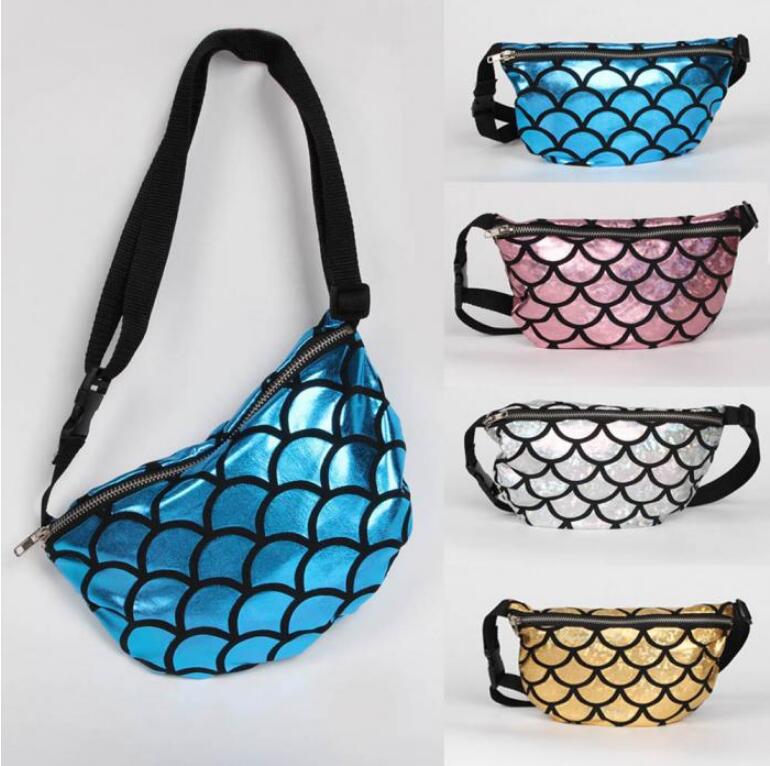 

Women Waist Bag Pack Belt Mermaid Purse Multi Functional Waist Pouch Evening Fish Scale Storage Bags Money Phone Pouch, 23*16cm